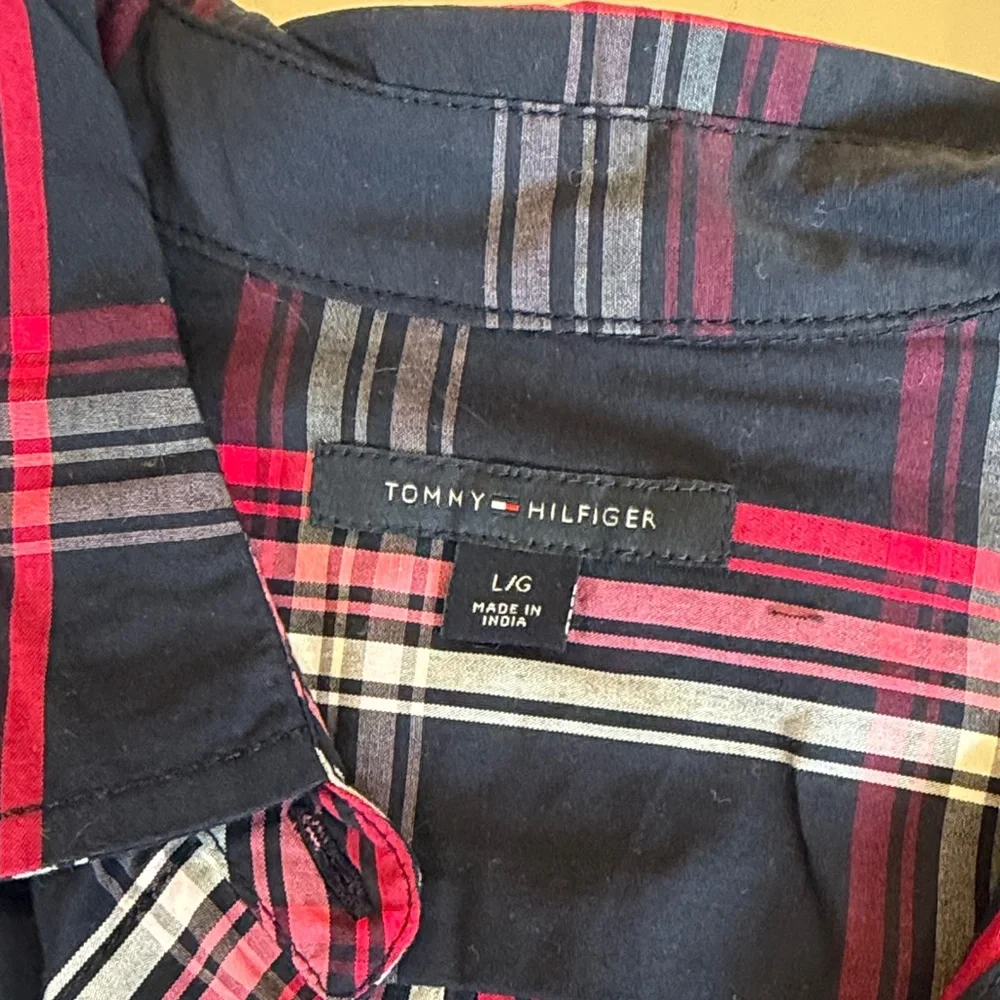 Tommy Hilfiger Navy and Pink Plaid Shirt Dress NWT - Picture 2 of 3